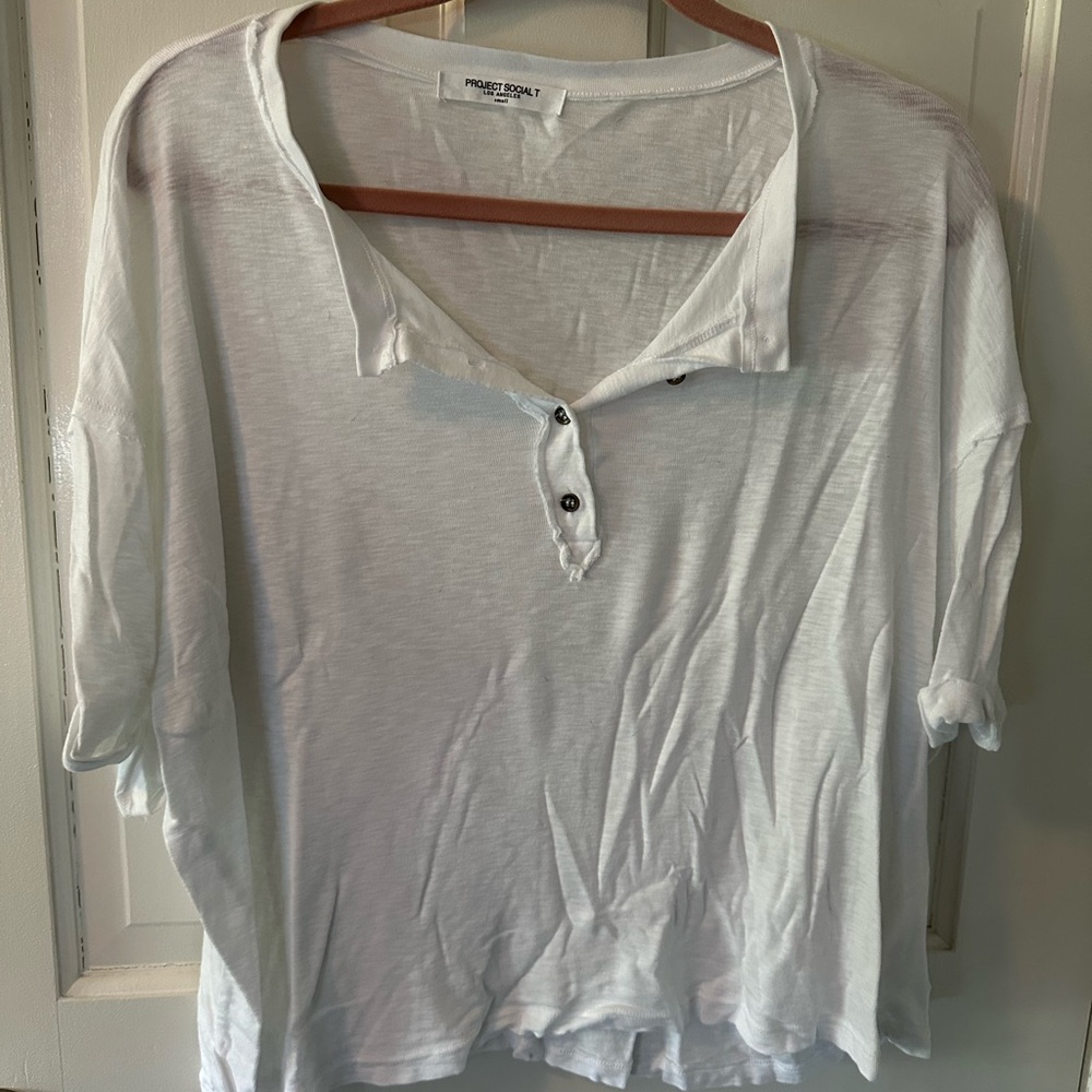 Project Social T White Button Down Shirt